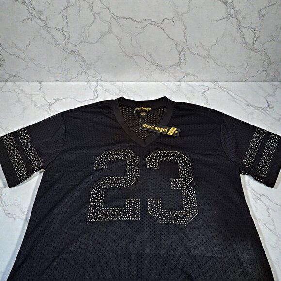 Like an Angel Size 1X, Short Sleeves Black 23 Rhinestone Jersey NWT - Picture 14 of 14